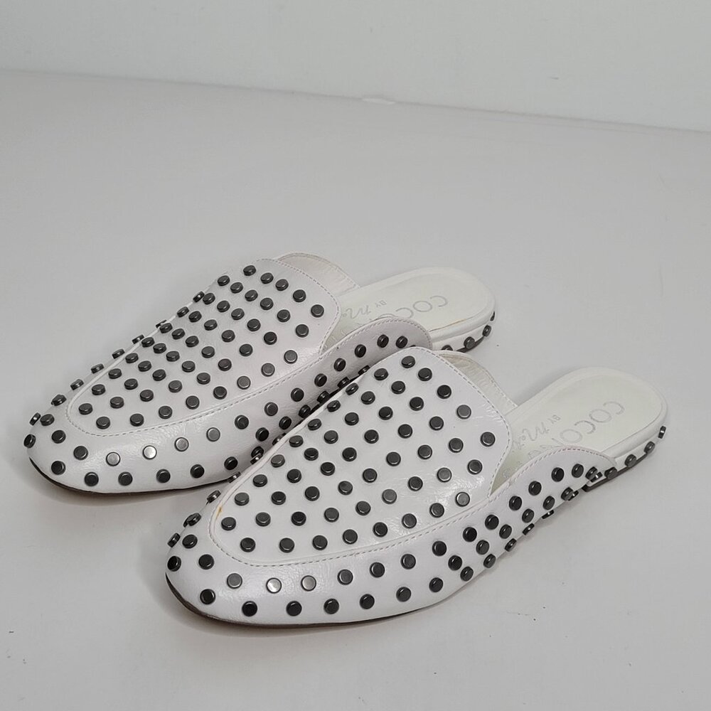 Coconuts by Matisse Kitty Mules Flats Womens 8.5 White Studded Shoes